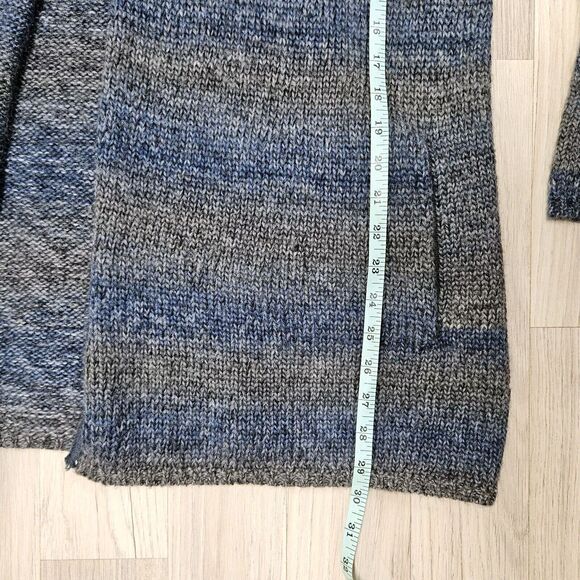 J. JILL Womens Blue Gray Knit Hooded Mid Length Open Front Wool Cardigan Small - Picture 6 of 7
